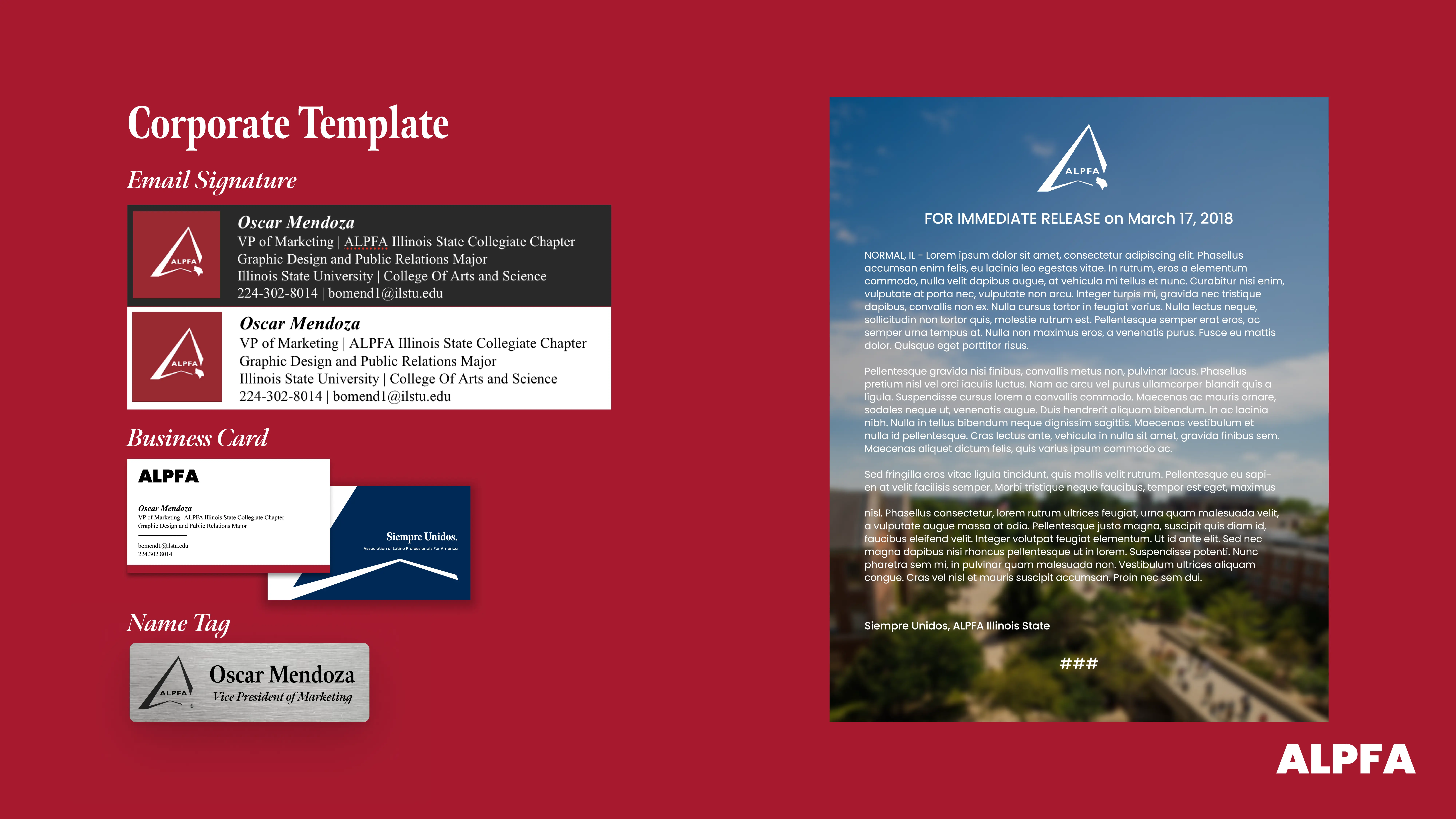 Page from the ALPFA Illinois State brand guide