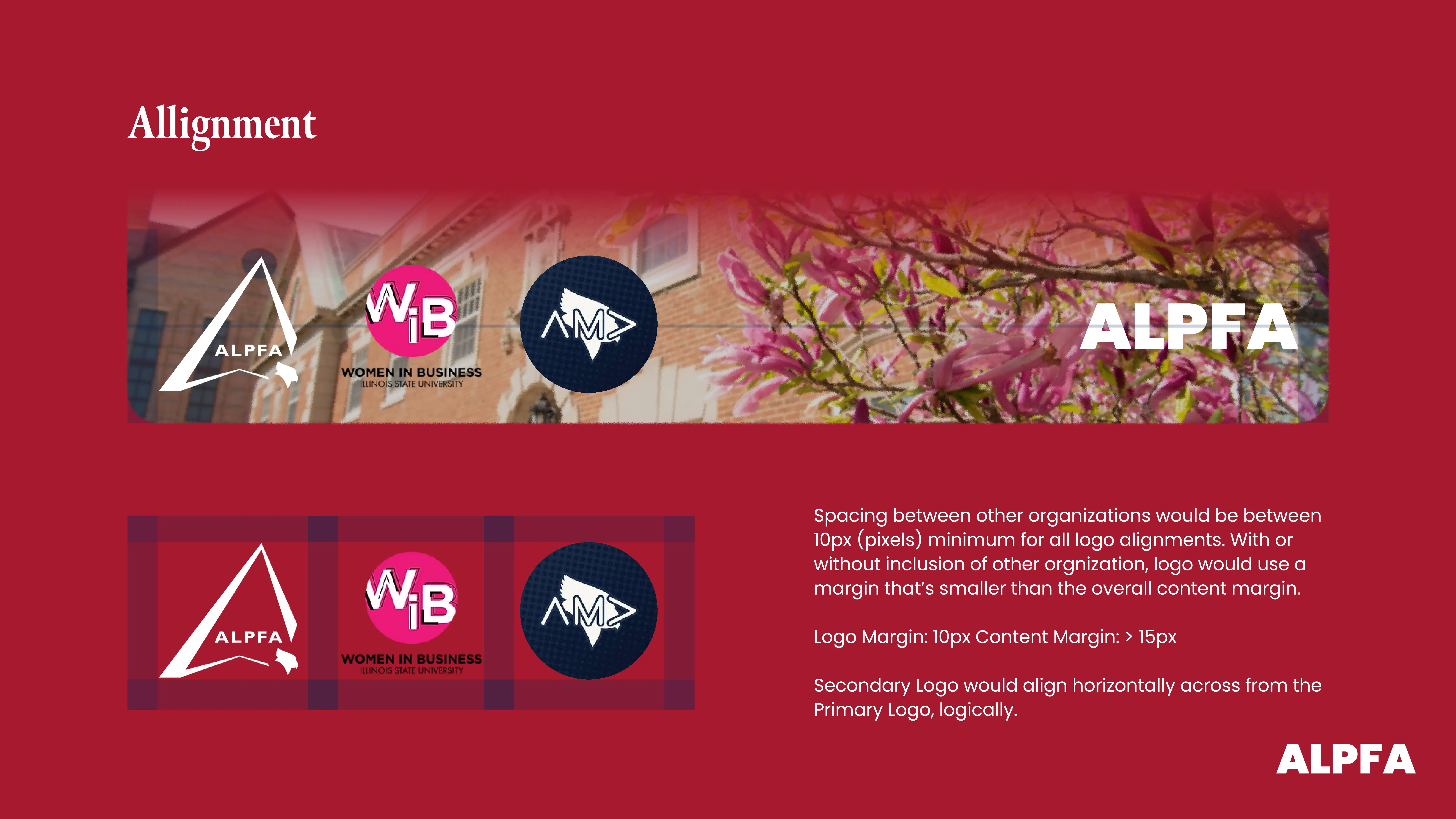 Page from the ALPFA Illinois State brand guide