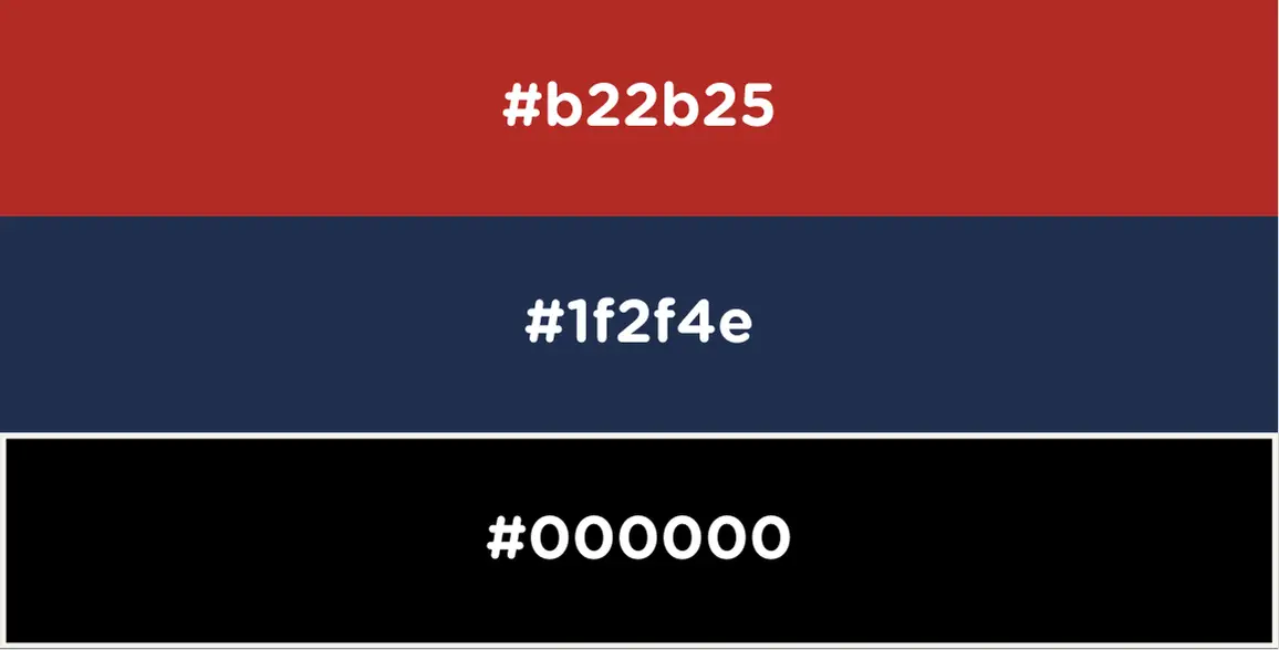 color pallete of red blue and balck