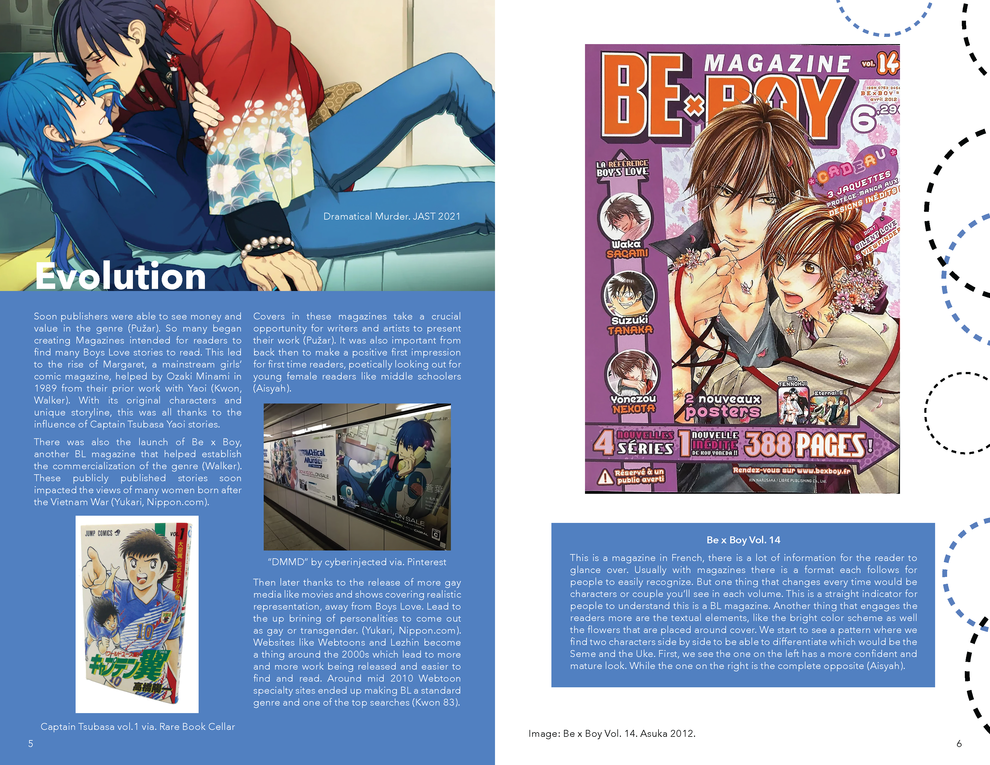 page five and six mentioning the evolution of boys love