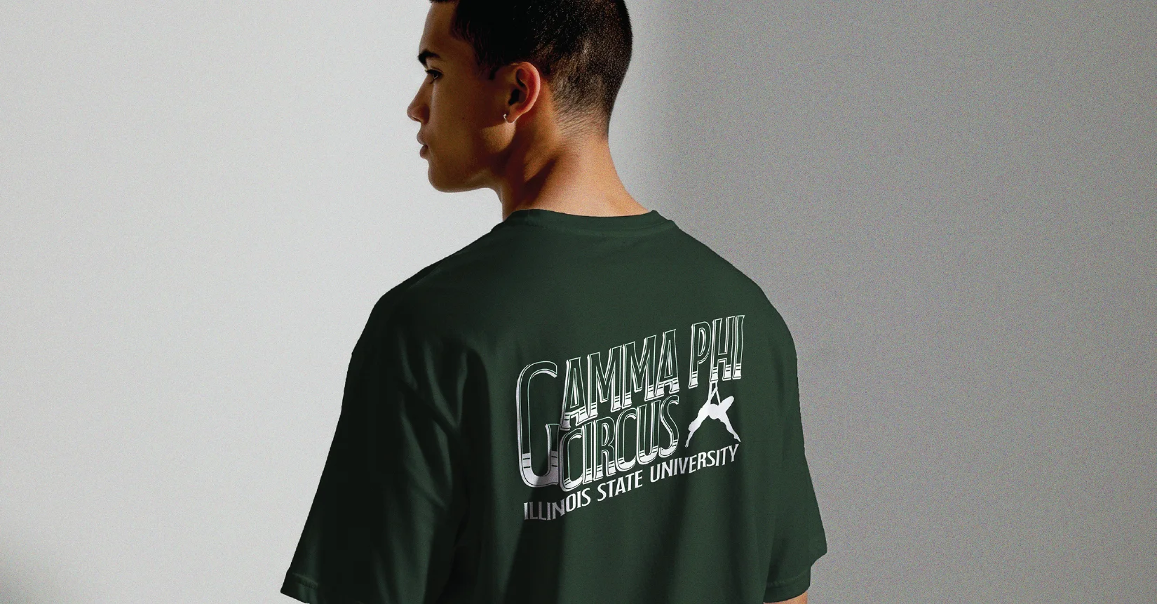 mockup of a model showing both the back and front of the t-shirt