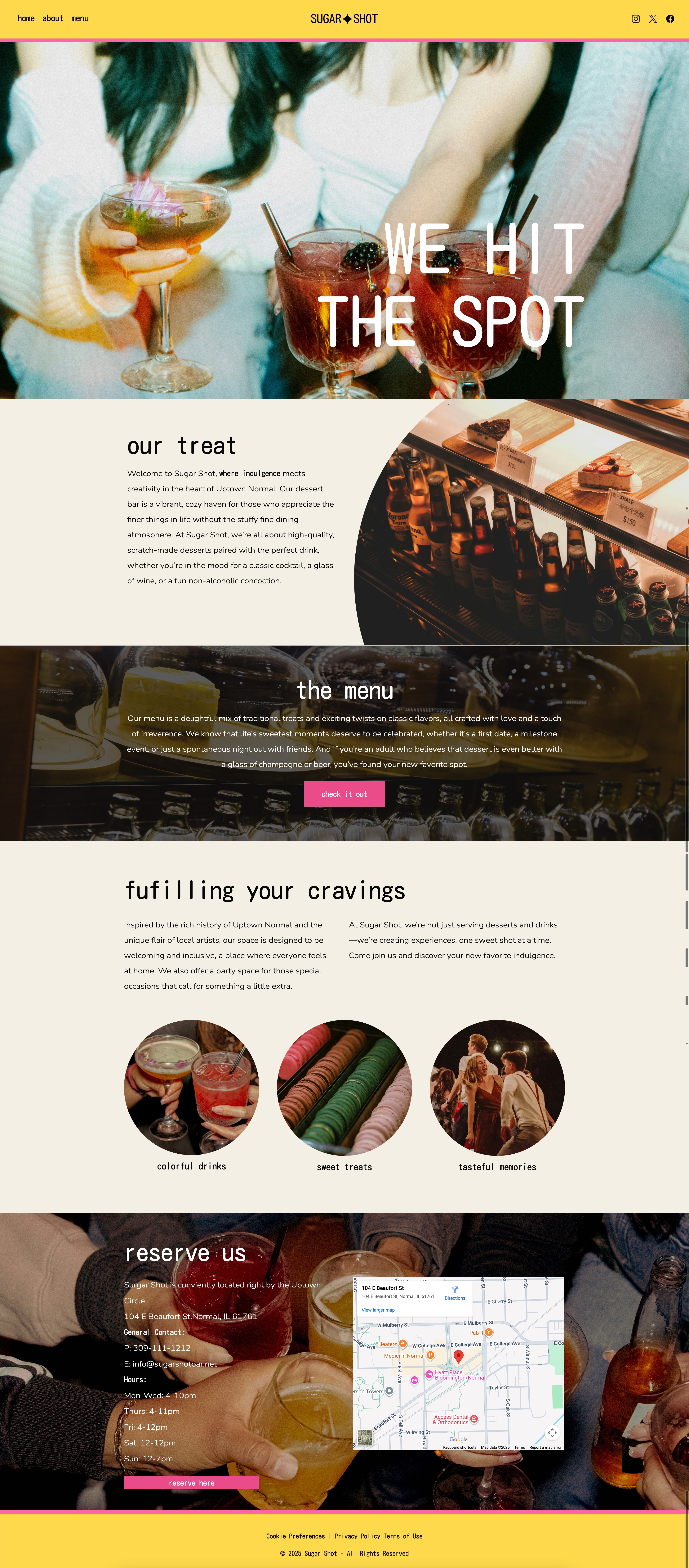 index page of the sugar shot website